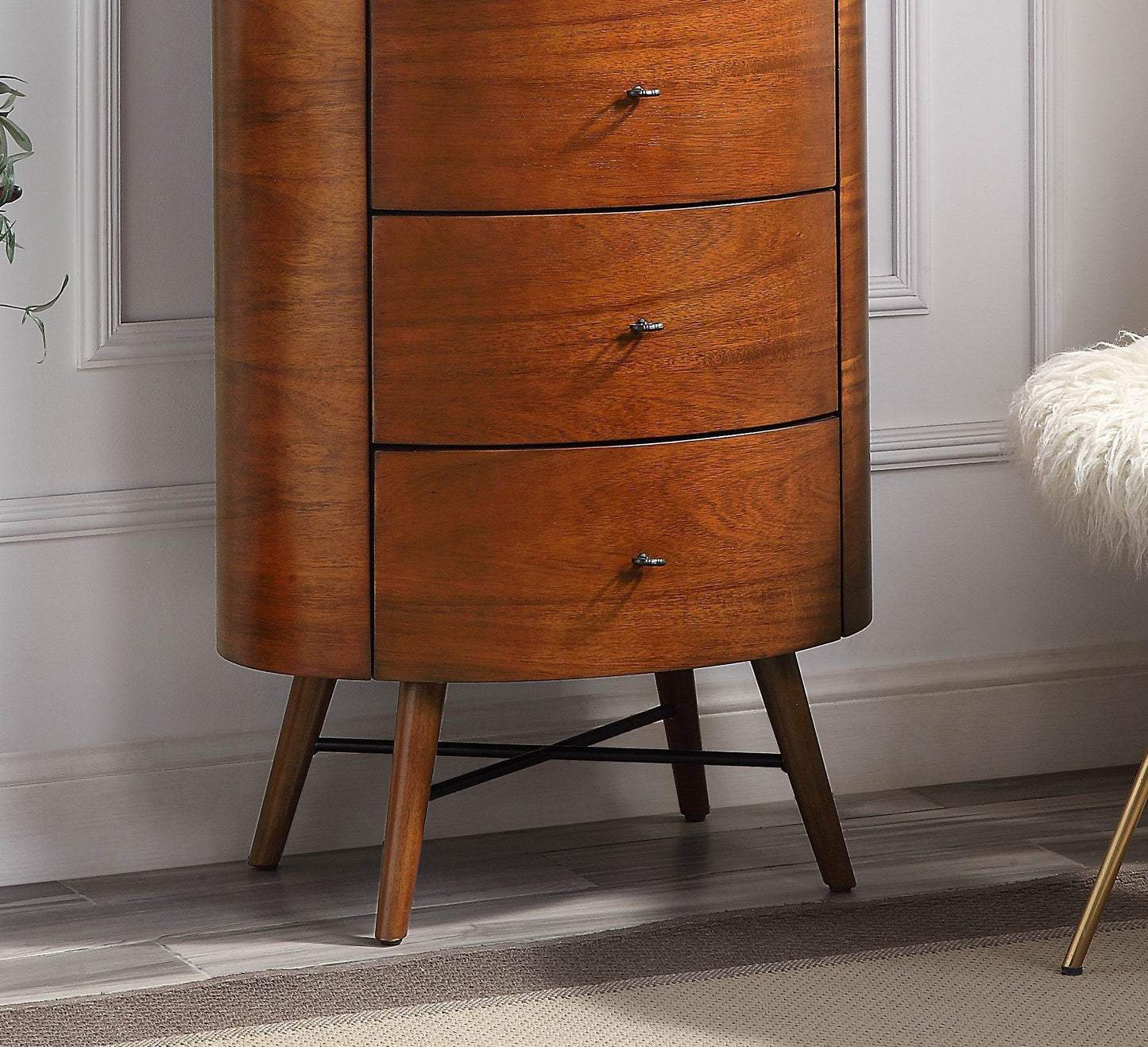 Elegant Marble Walnut Chest of 5 Drawers