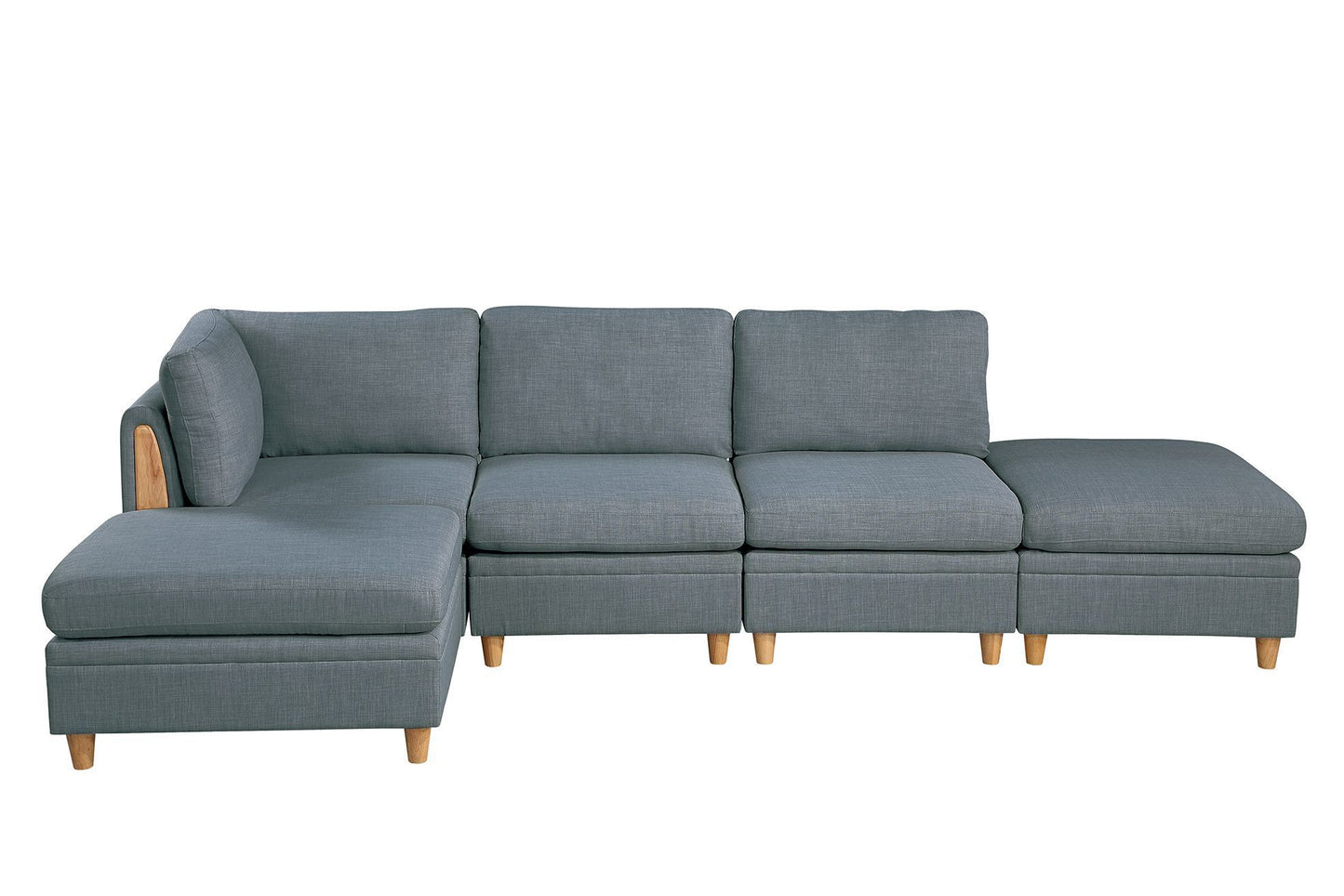 Wooden Legs Ottoman - Grey