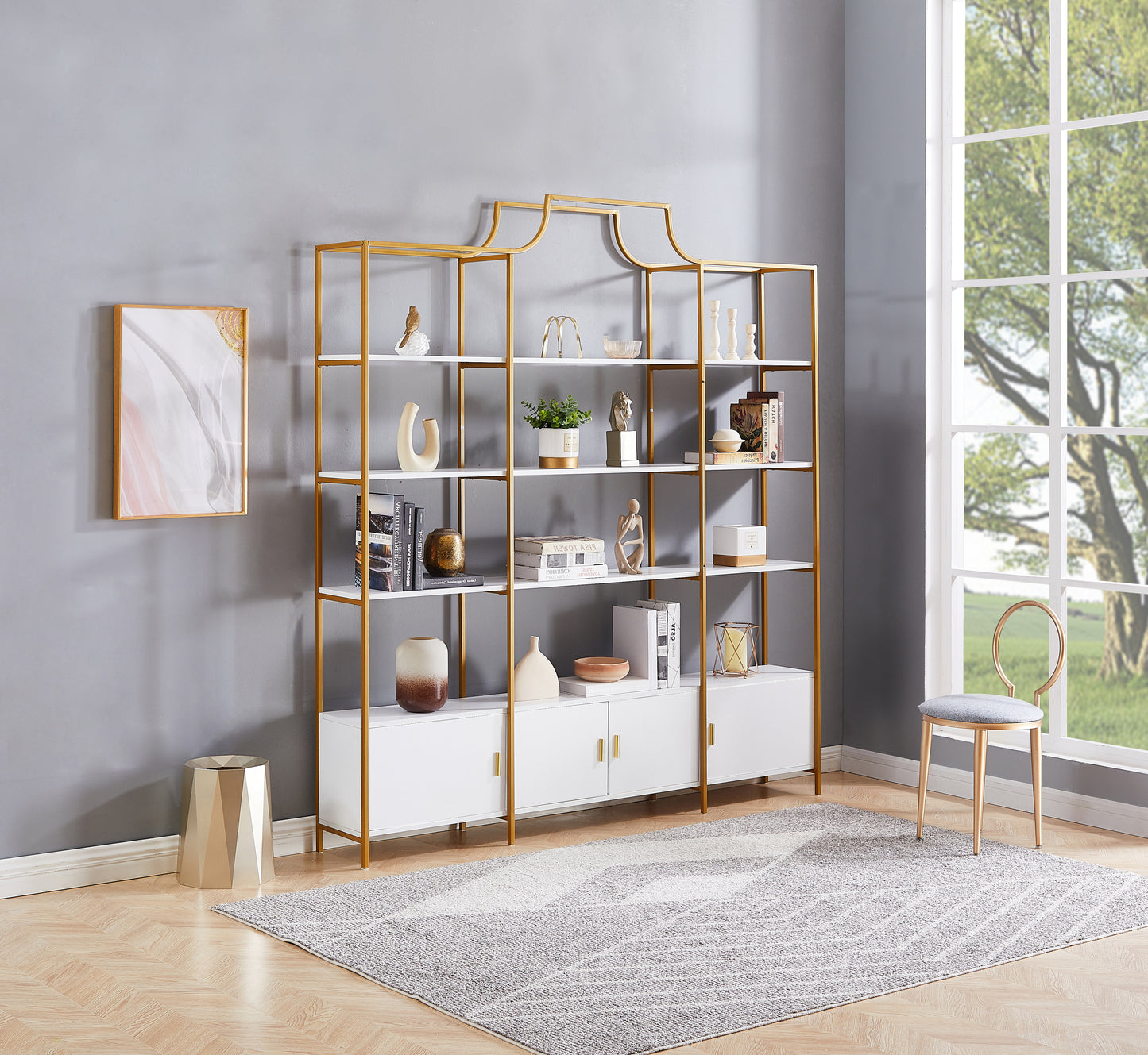 X Bar Gold Frame Bookcase