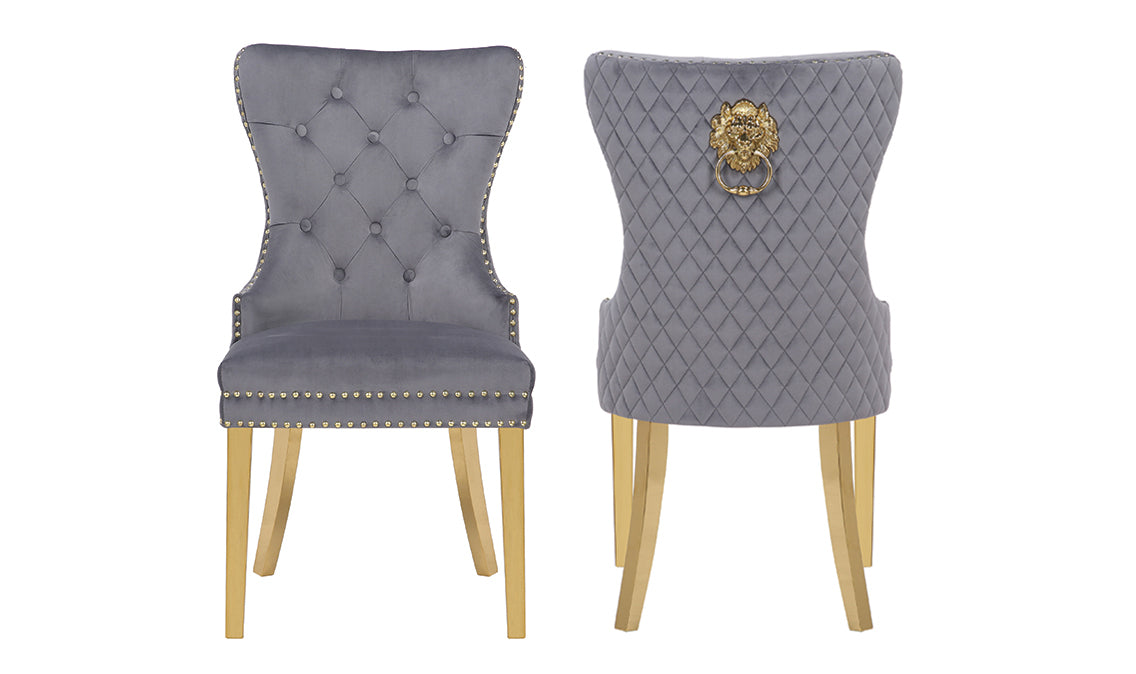 Newton Dining Velvet Chair (Set of 2) - Dark Gray