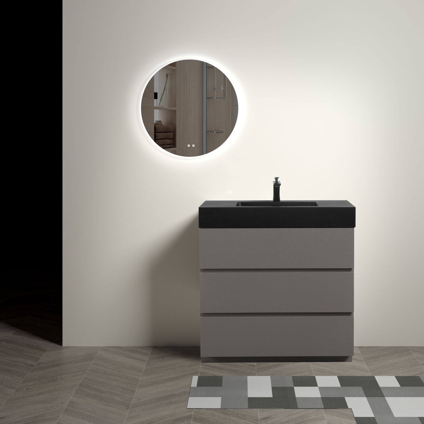 Kito 36" Bathroom Vanity with Sink without Drain and Faucet - Gray