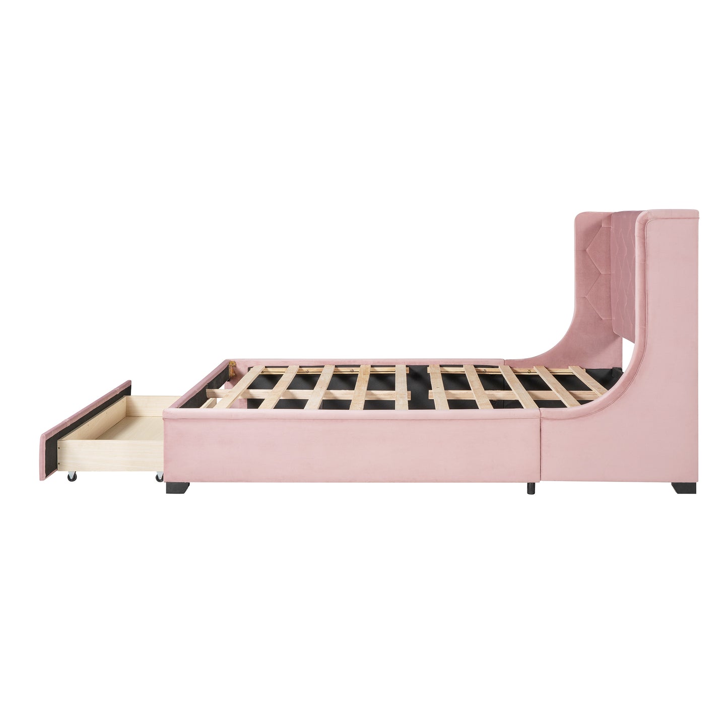 Regal Queen Size Velvet Storage Bed - Pink