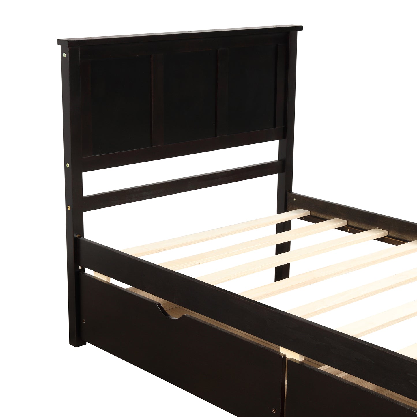 Iso Twin Size Platform Bed with 2 under-bed drawers - Espresso