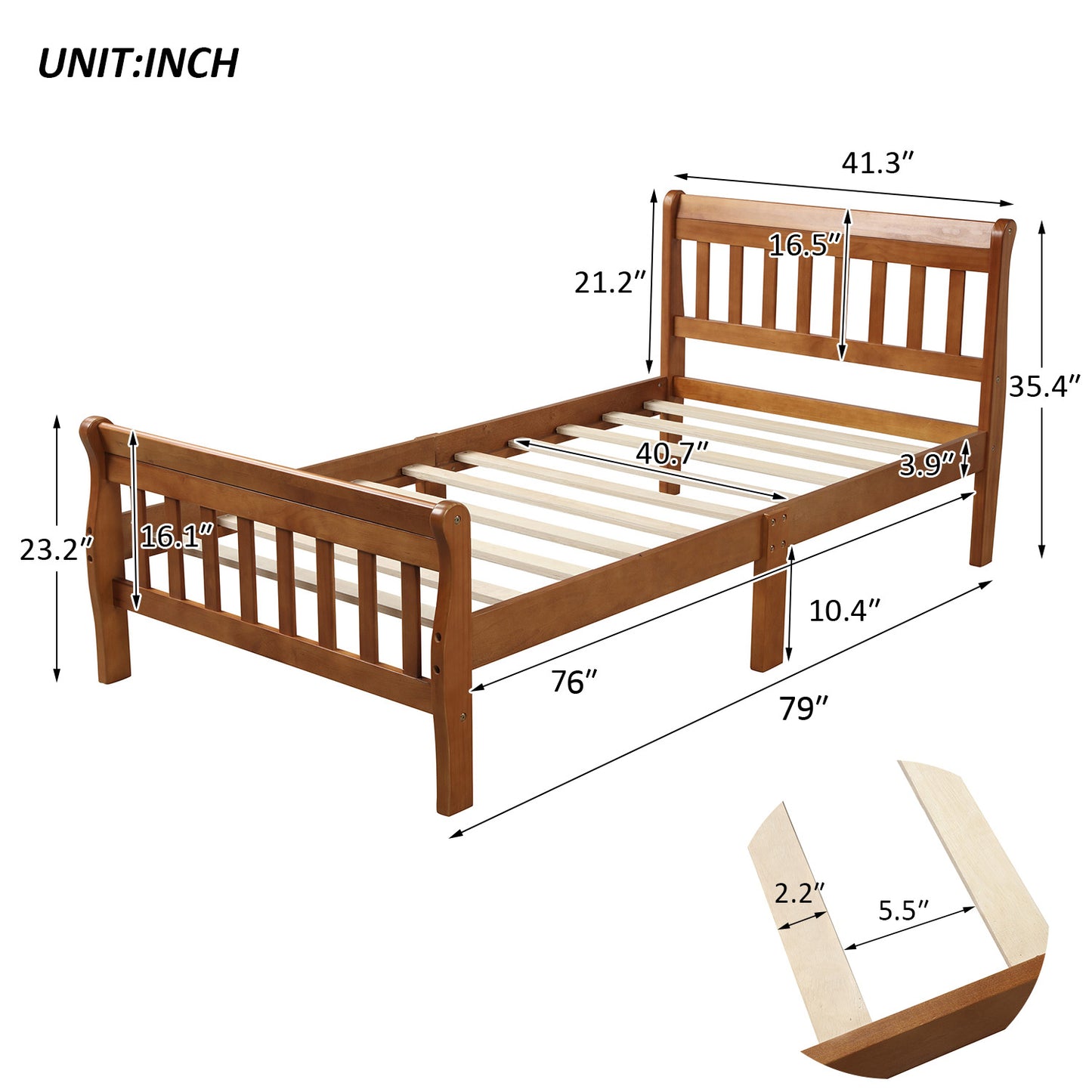 EcoDream Twin Wood Platform Bed
