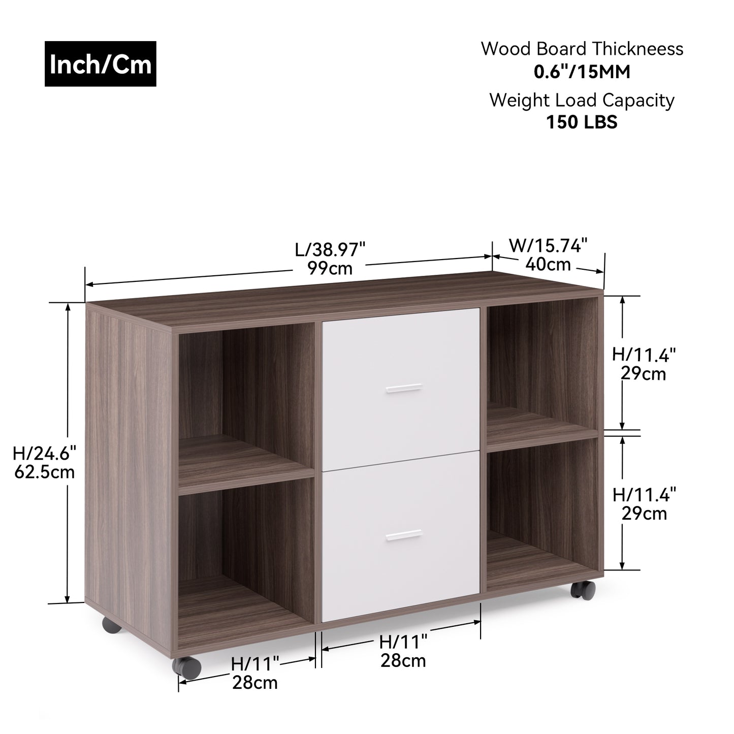 Walnut-Gray Home Office Organizer