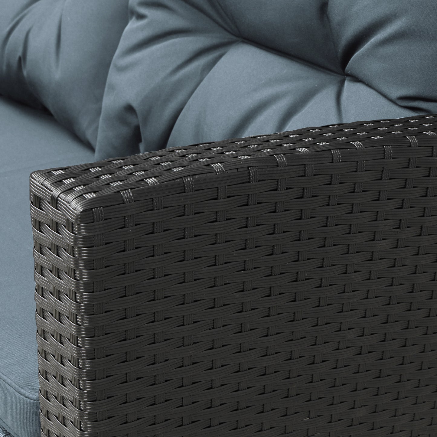 Elegant Oasis 6-Piece Outdoor Patio Furniture Set with Glass Table and Ottomans (Black)