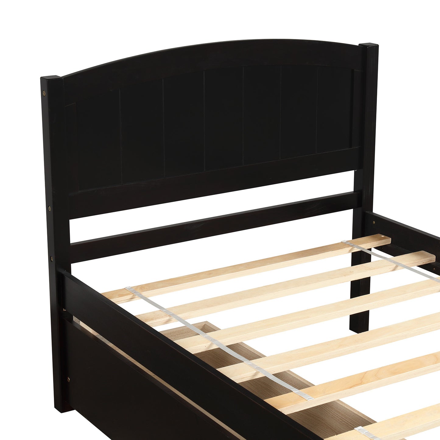 Elegant Espresso Twin Bed with Dual Drawers