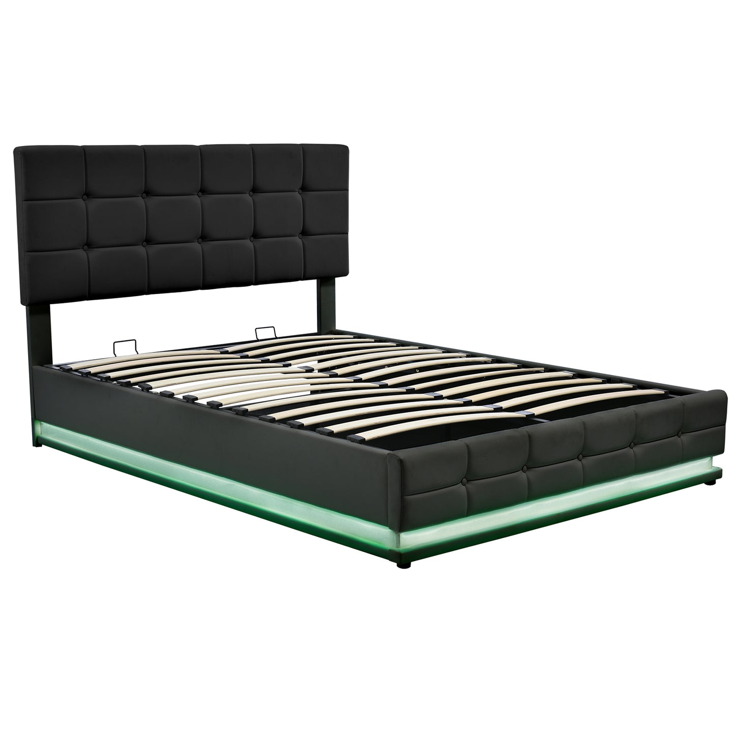 Luxury Dream Queen Bed with Smart Storage and LED Illumination - Black