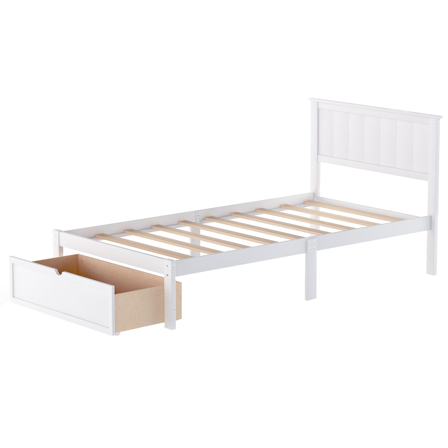 White Haven Twin Platform Bed with Storage Drawer