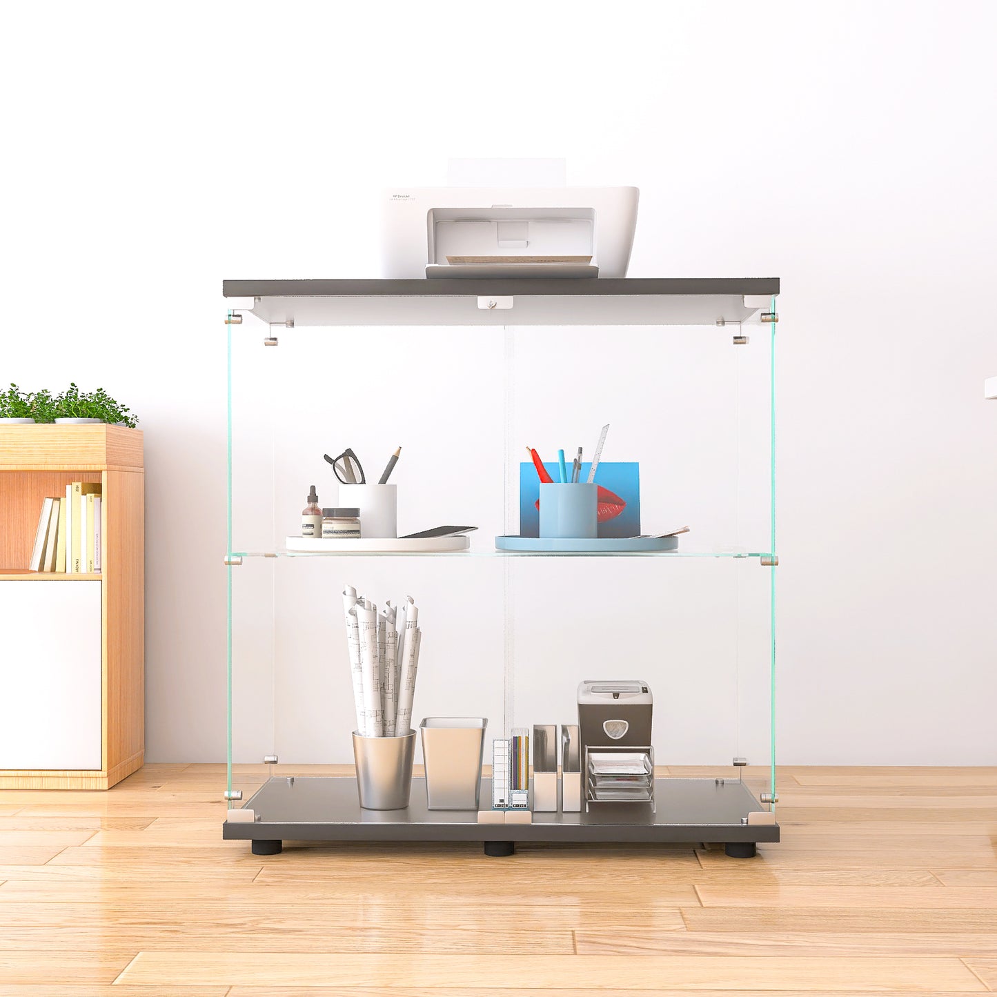 Glass Showcase Cabinet - Black