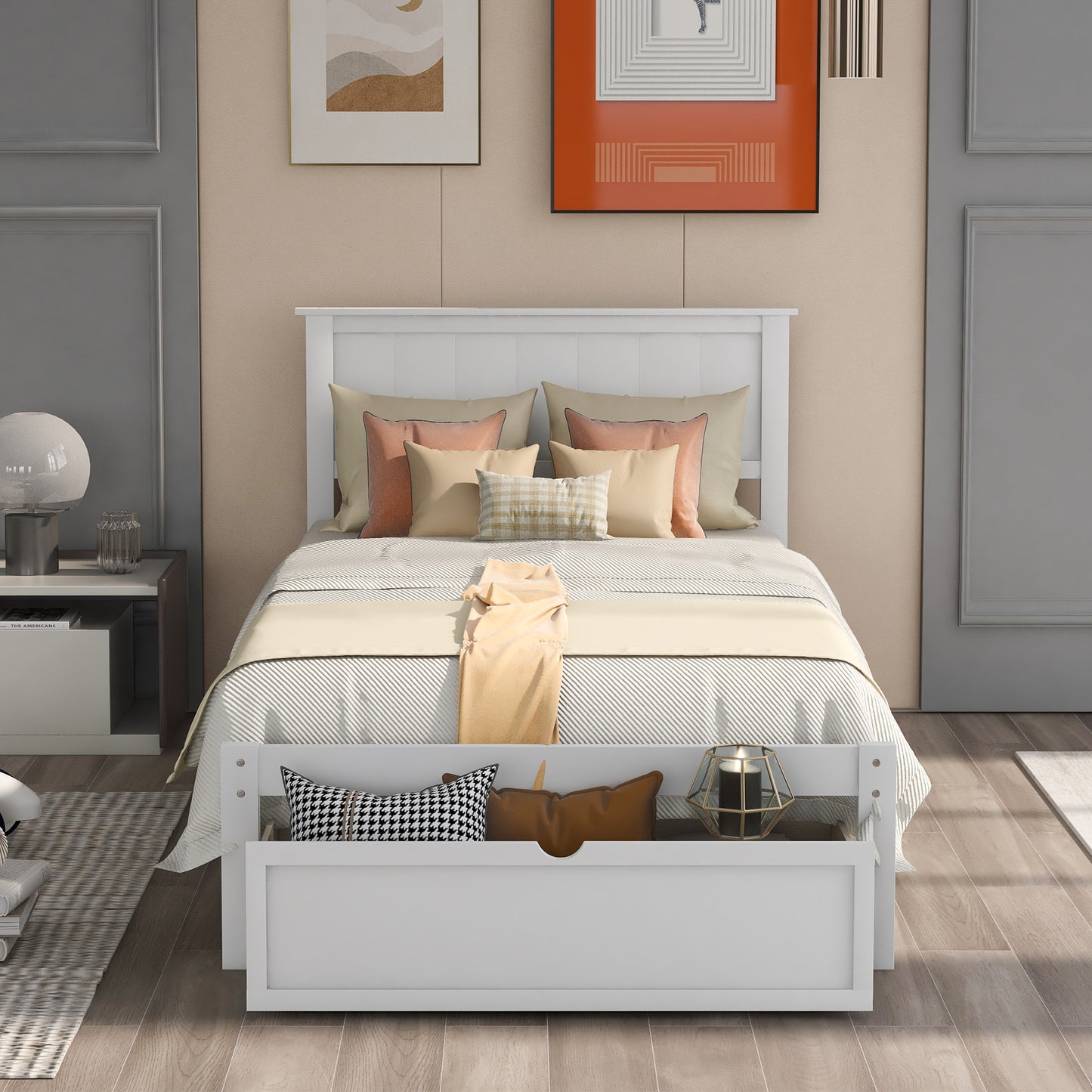 White Haven Twin Platform Bed with Storage Drawer