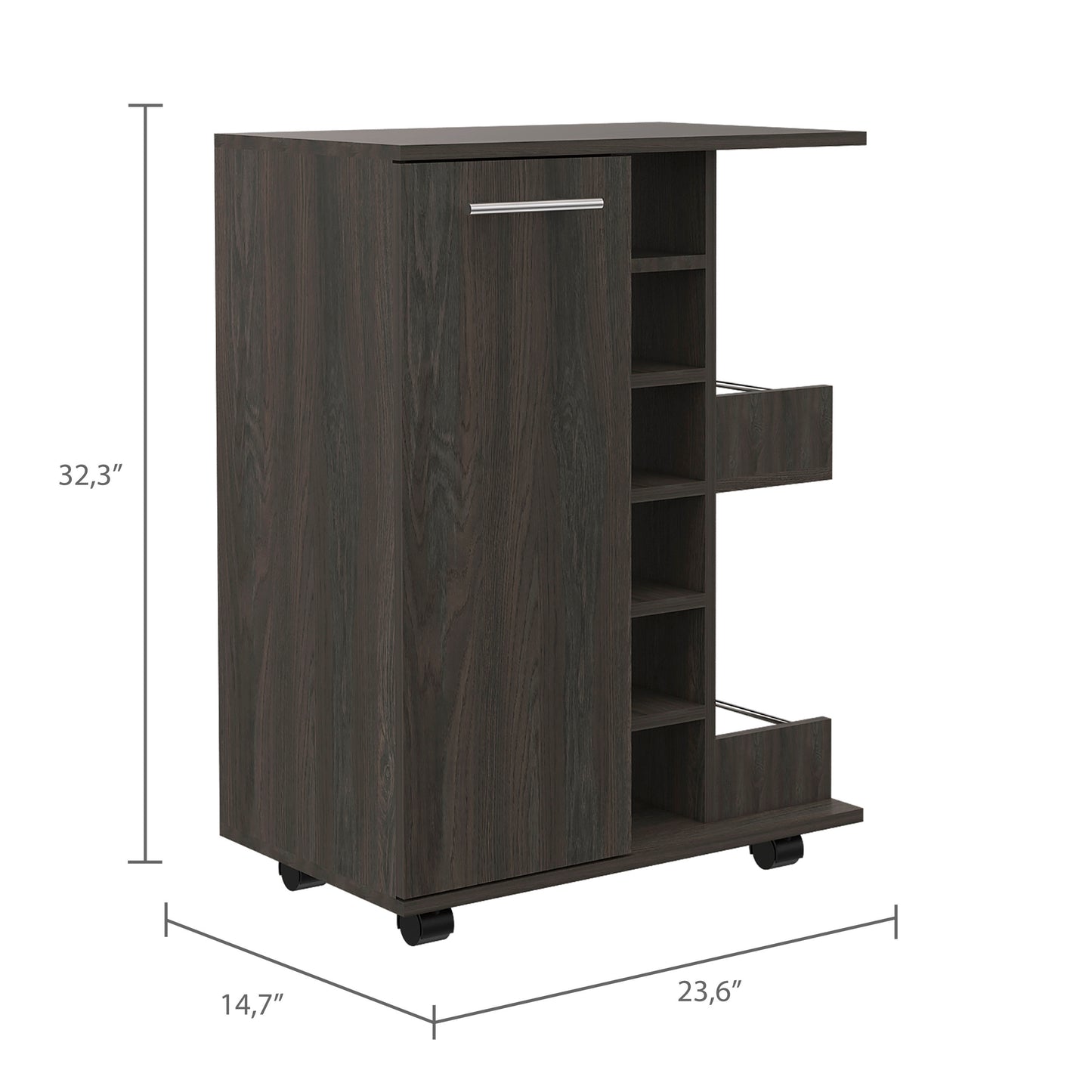 Bar Cart with Division Carbon - Espresso