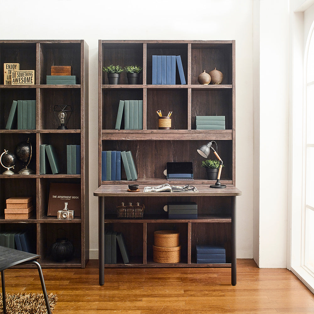 Grayson-D Wooden Desk with Shelf - Grey