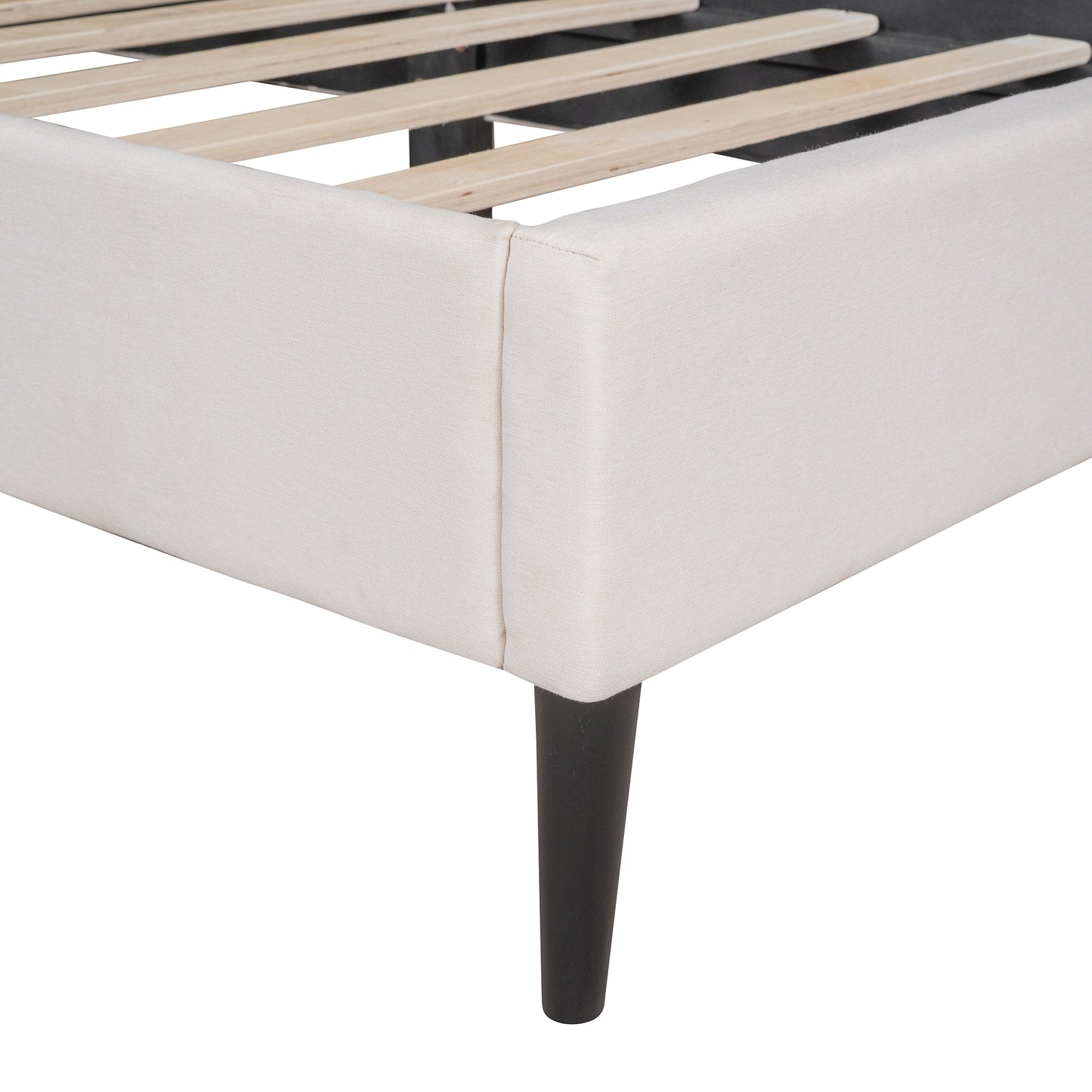 Ukin Twin Size Upholstered Linen Platform Bed - Beige