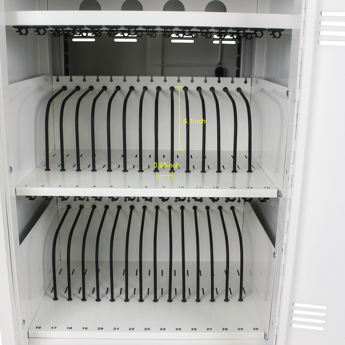 Mobile Charging Cart and Cabinet With Combination Lock - White