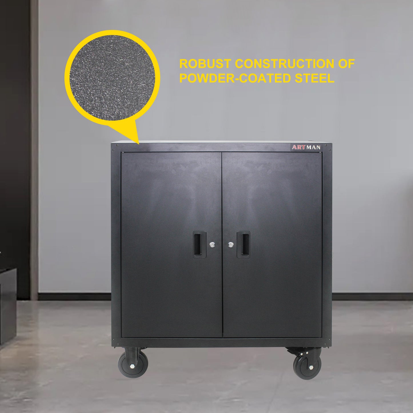 Secure Solution Storage Cabinet With 4 Wheels