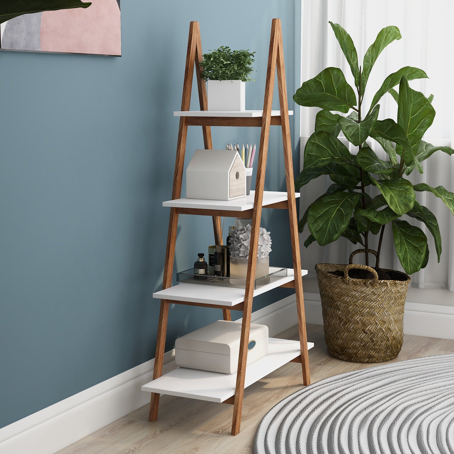 Bamboo Haven Ladder Bookshelf