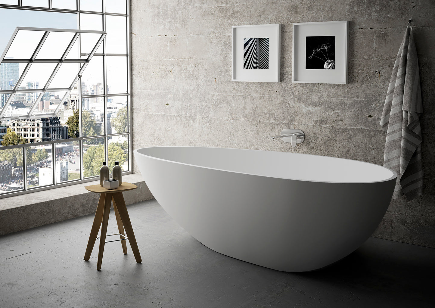 Oceanic Solid Surface Freestanding Bathtub - White