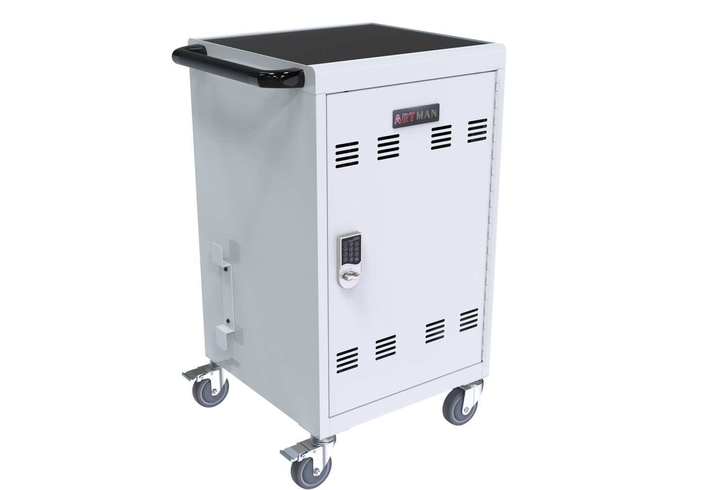 Mobile Charging Cart and Cabinet With Combination Lock - White
