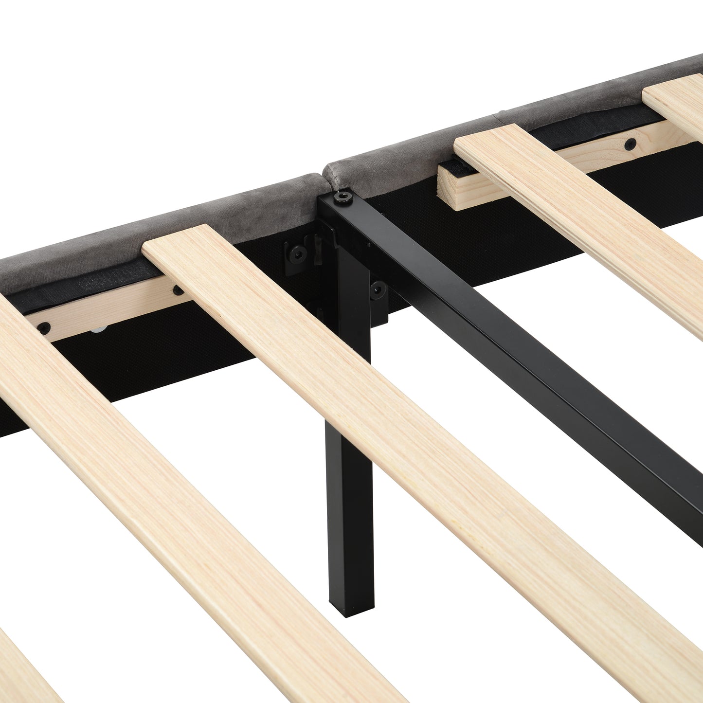 Xavier Queen Size Storage Bed Metal Platform Bed with Drawer - Gray