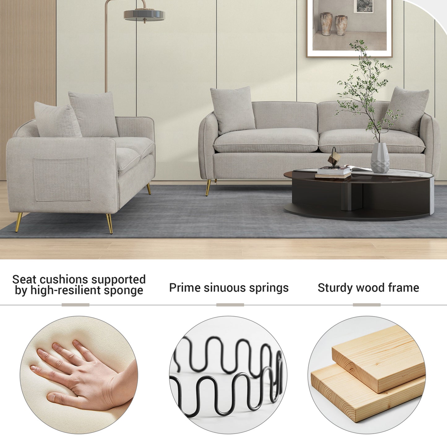 Elegant Comfort Velvet Sofa Set