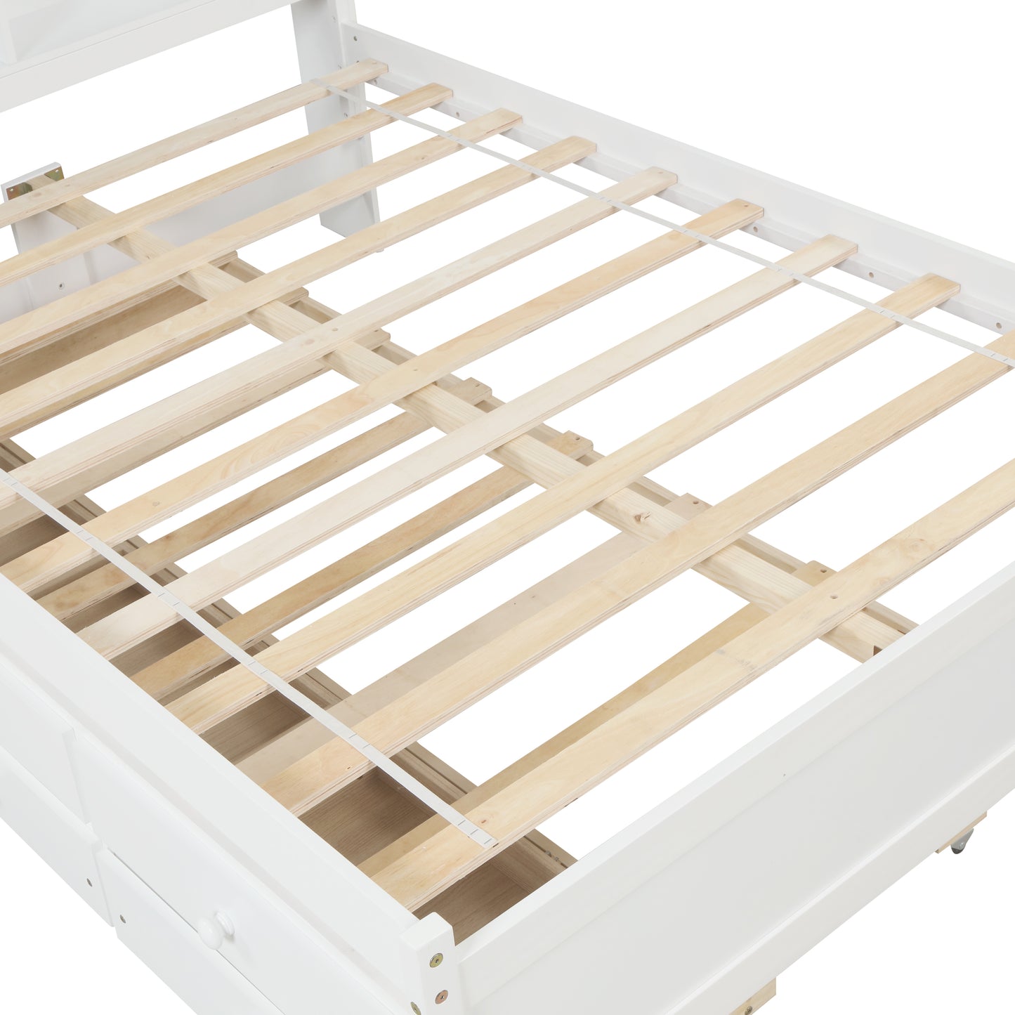 White Haven Full Bed with Bookcase, Twin Trundle, and Drawers