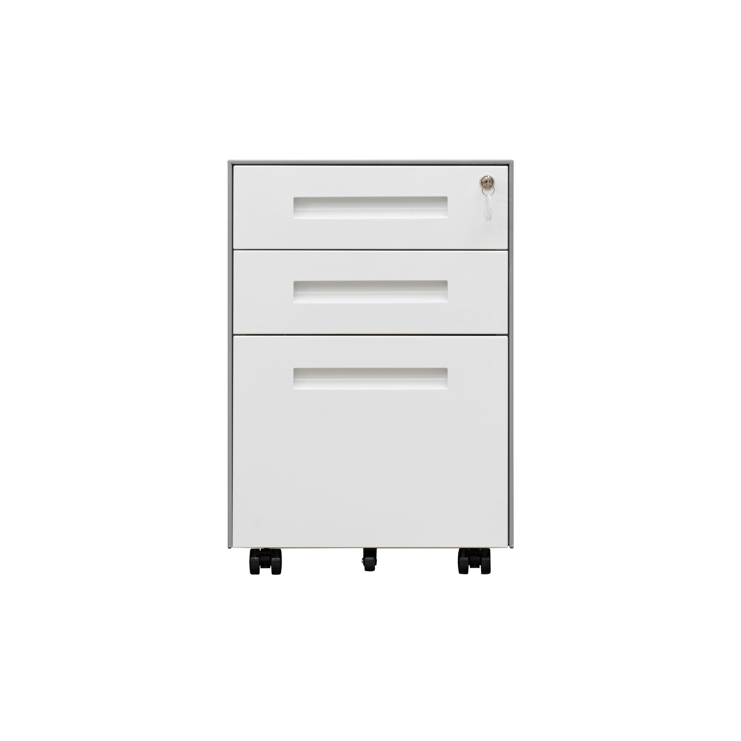 Compact 3 Drawer Mobile File Cabinet - White+Grey