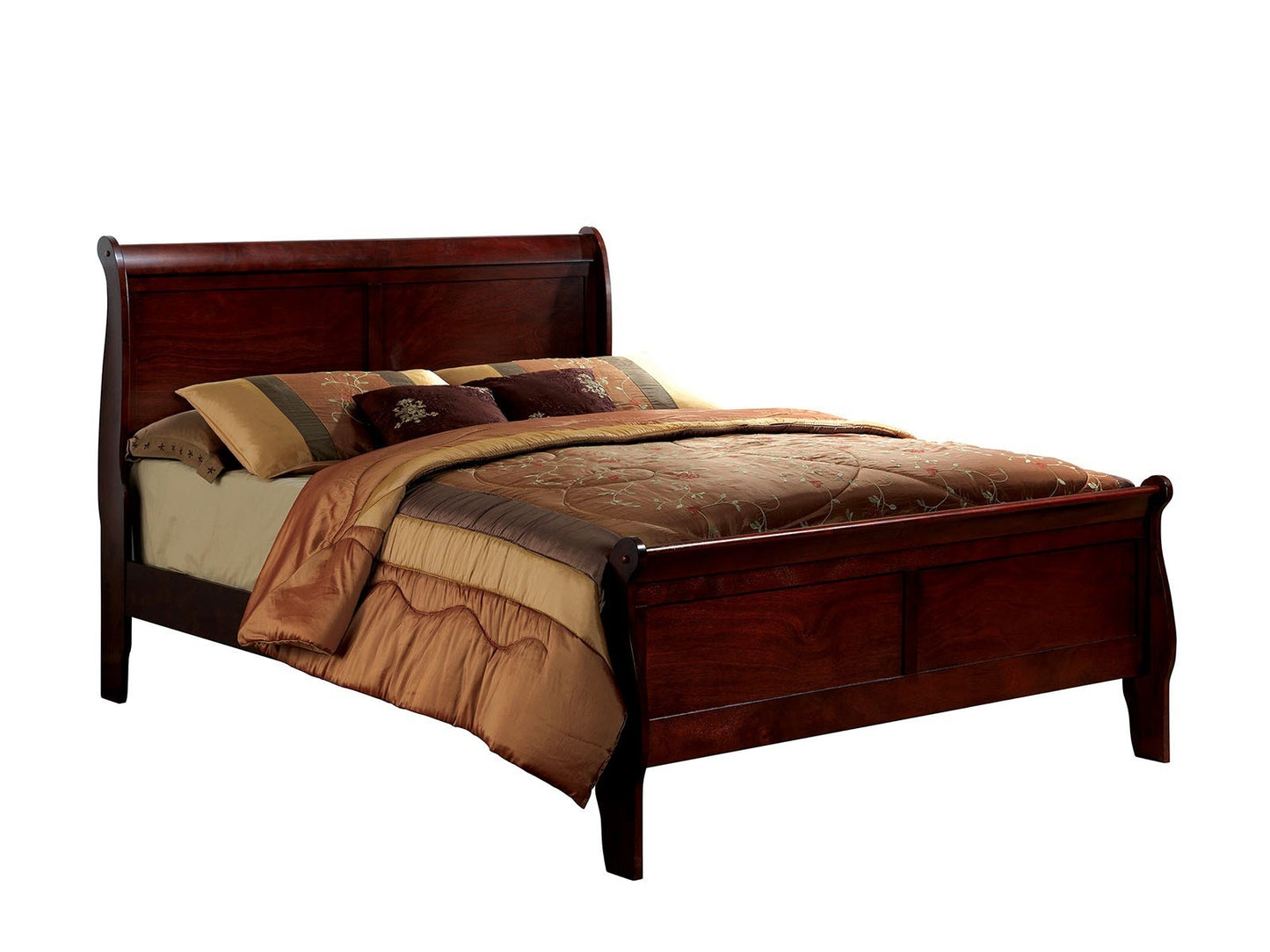 Louis Philippe Solid Wood Full Size Bed - Cherry