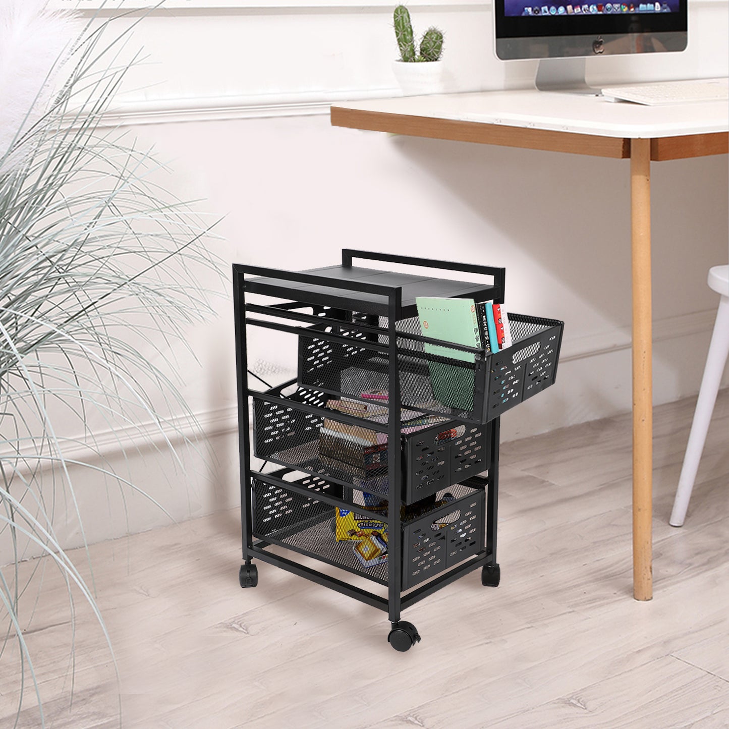 Mesh Steel Office File Cabinet - Black
