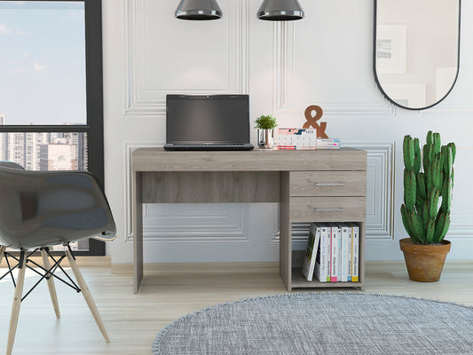 Computer Desk One Lower Shelf  - Light Gray