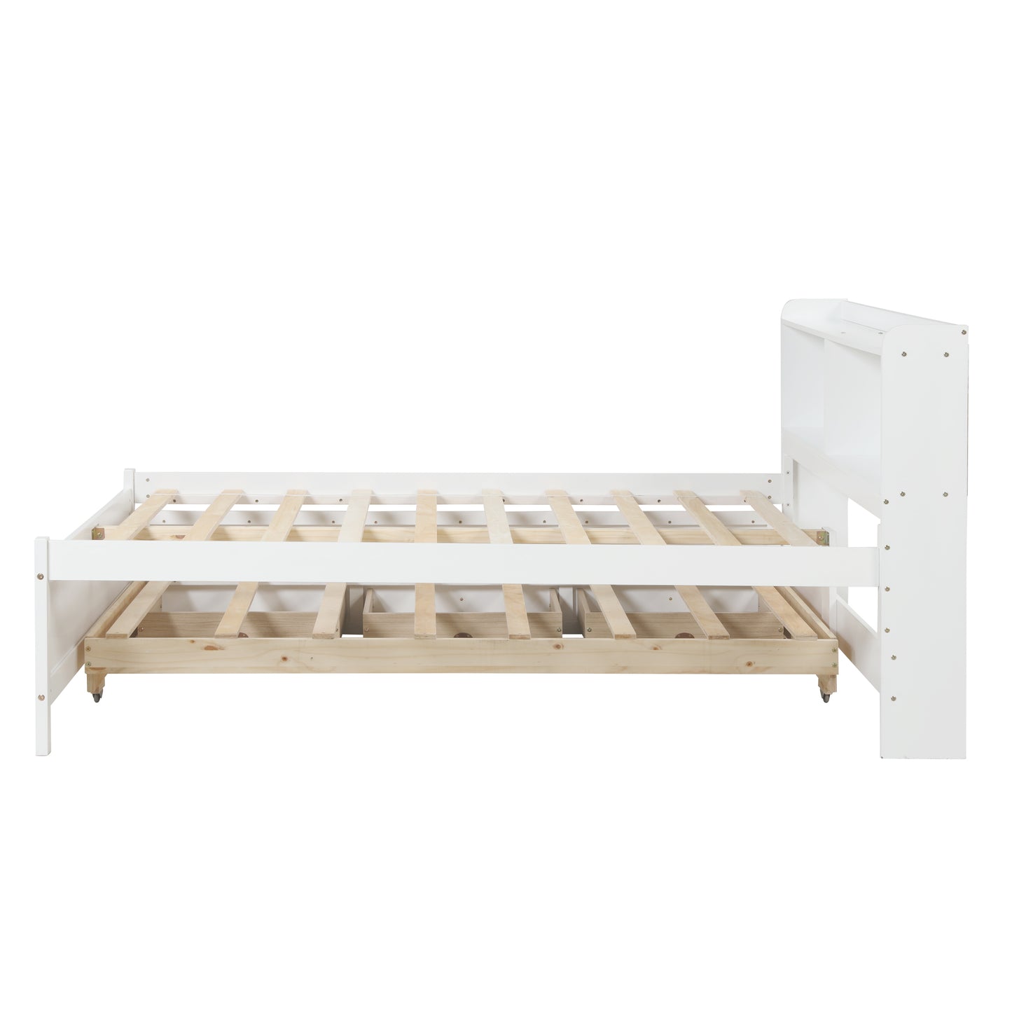 White Haven Full Bed with Bookcase, Twin Trundle, and Drawers