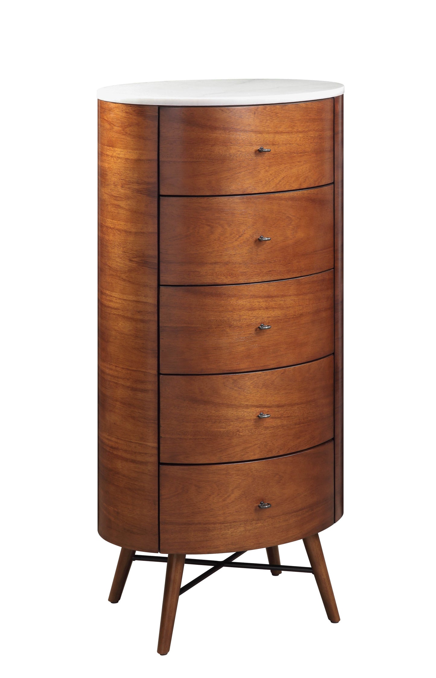 Elegant Marble Walnut Chest of 5 Drawers