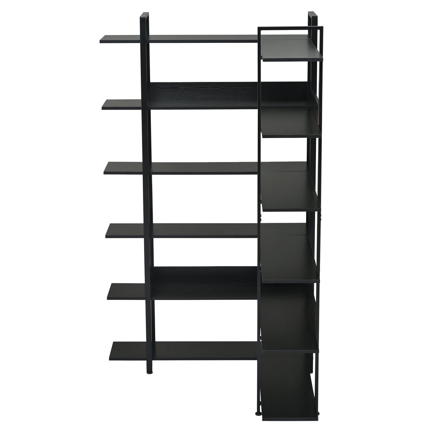 Stainless Steel Frame Corner 6-tier Shelves - Black