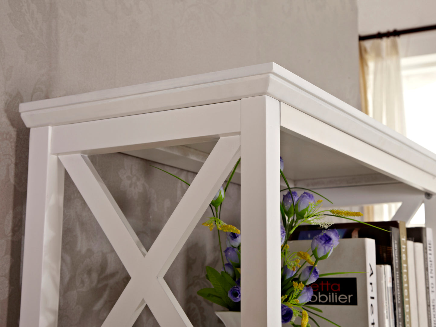 Bookshelf with Sturdy Solid Frame - White