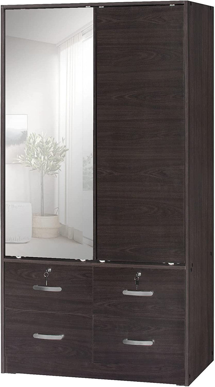 Go Green Woods Sarah Double Sliding Door Armoire with Mirror