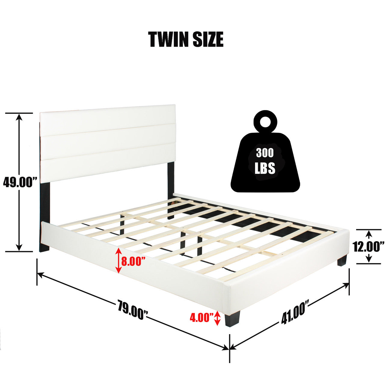 Go Green Woods Napoli Faux Leather Upholstered Platform Bed Twin