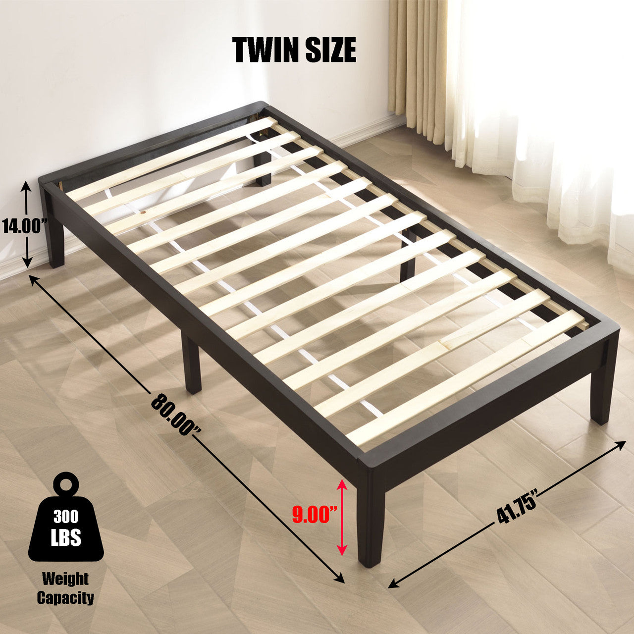 Go Green Woods Stella Solid Pine Wood Twin Platform Bed Frame