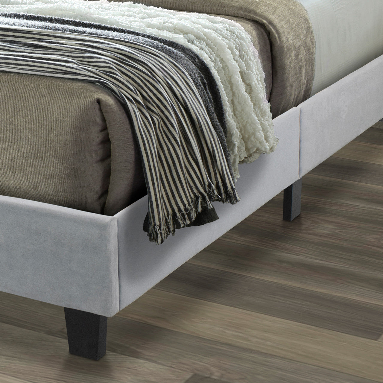Go Green Woods Monica Velvet Upholstered Full Platform Bed