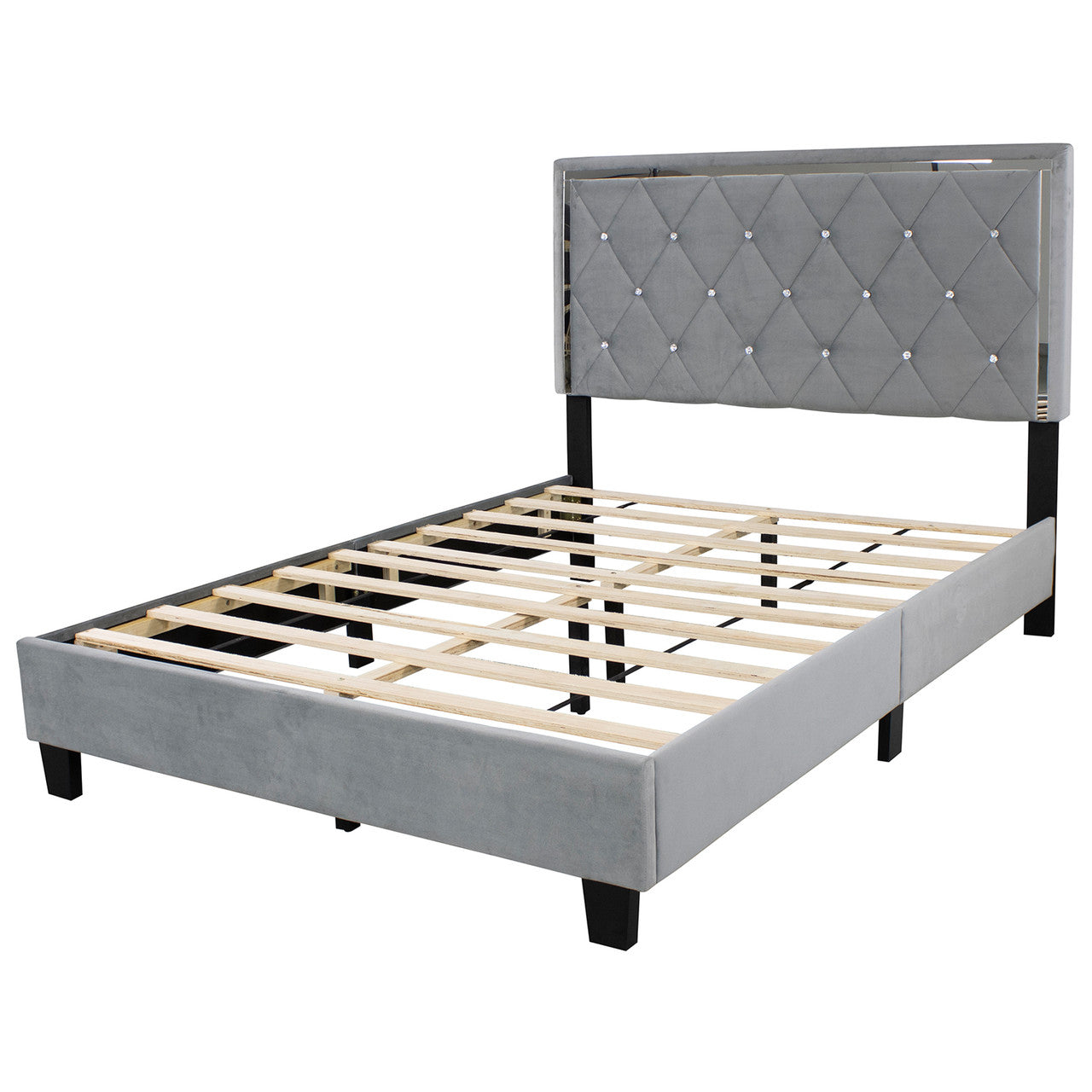 Go Green Woods Monica Velvet Upholstered Full Platform Bed