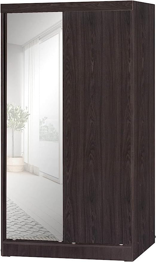 Go Green Woods Mirror Wood Double Sliding Door Wardrobe