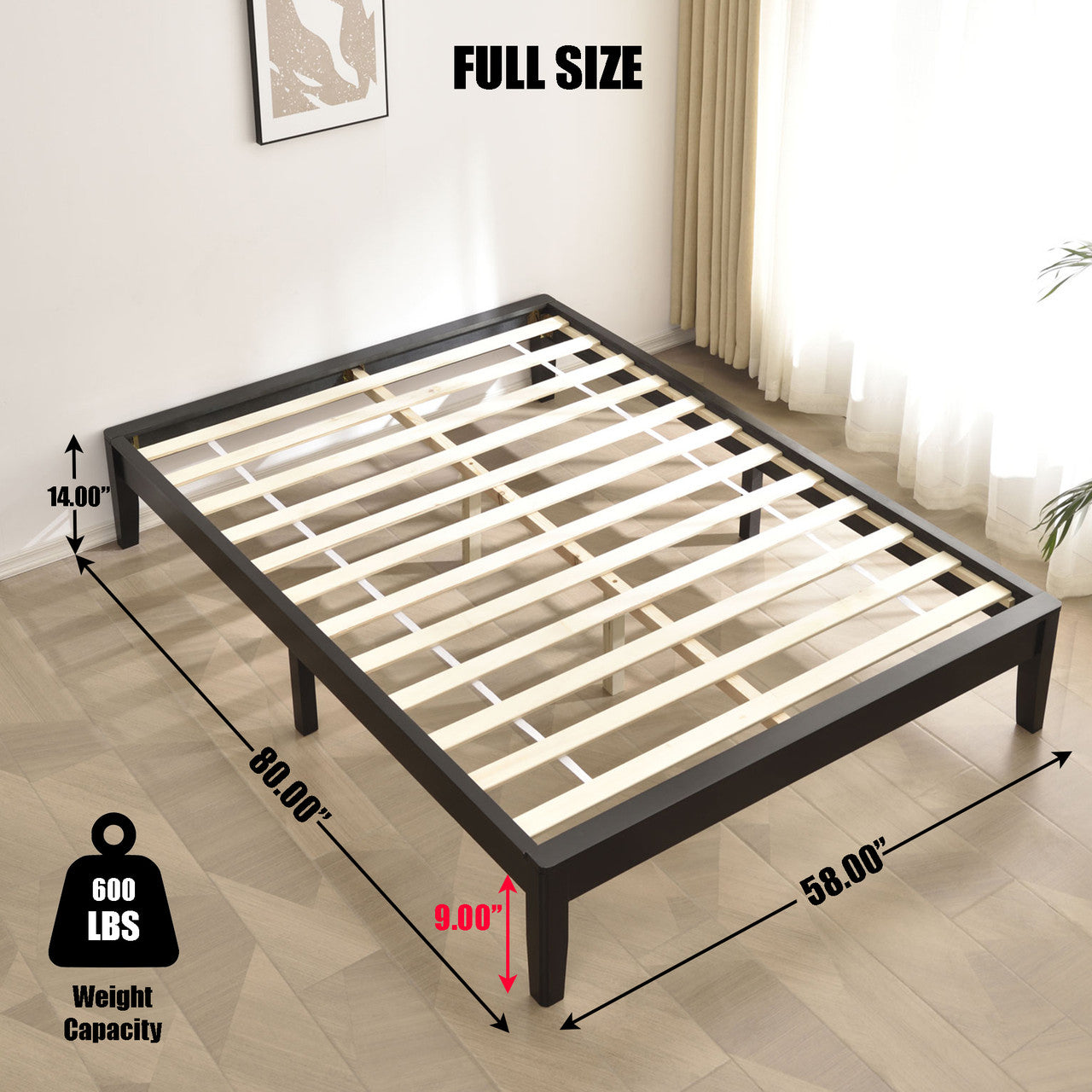 Go Green Woods Stella Solid Pine Wood Full Platform Bed Frame