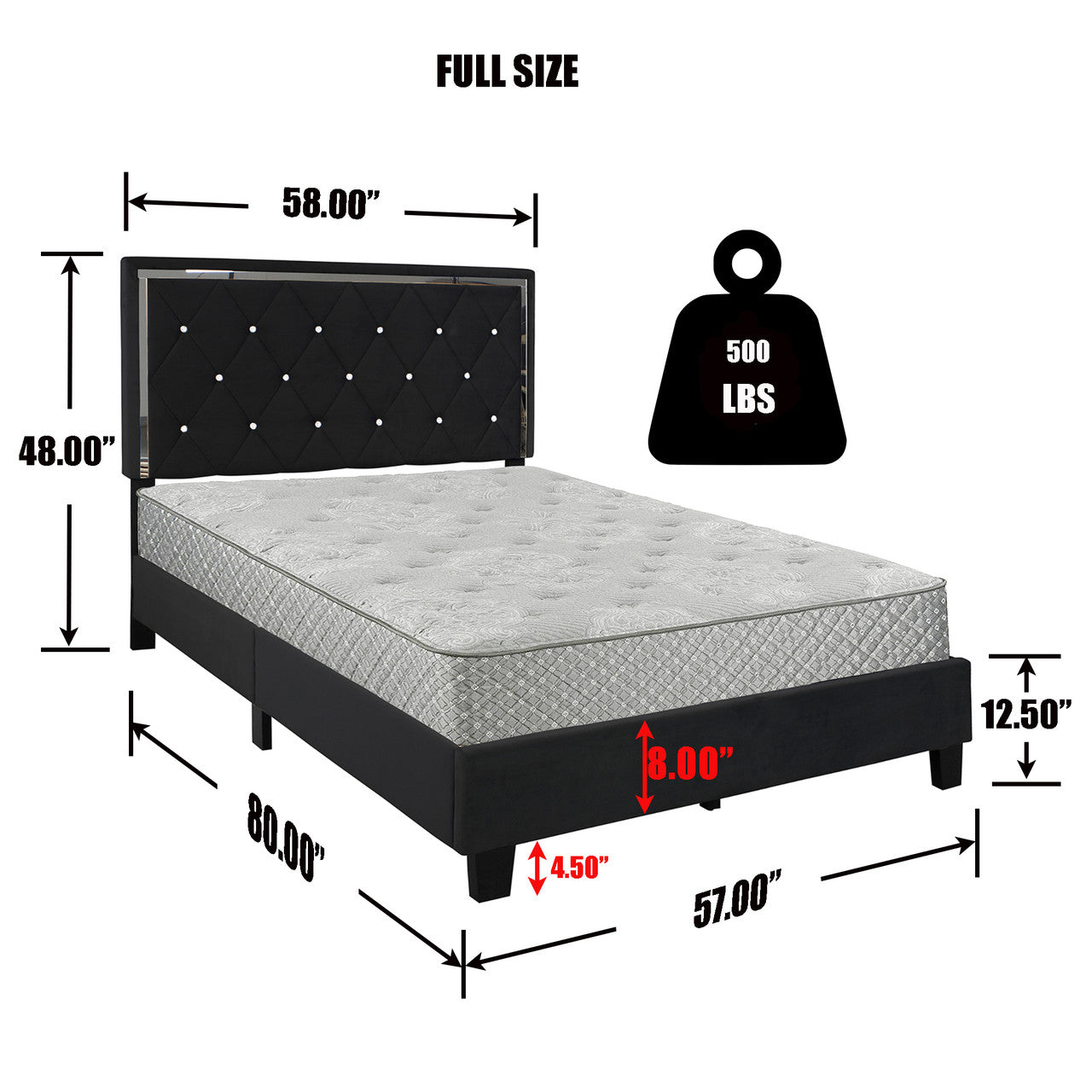 Go Green Woods Monica Velvet Upholstered Full Platform Bed