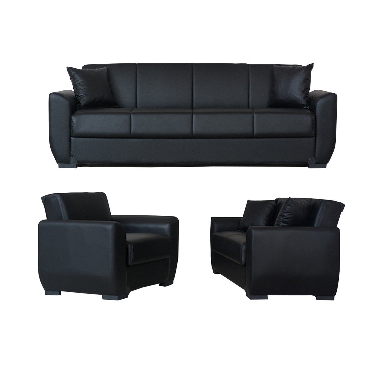 Lola Black PU Leather Sofa Bed