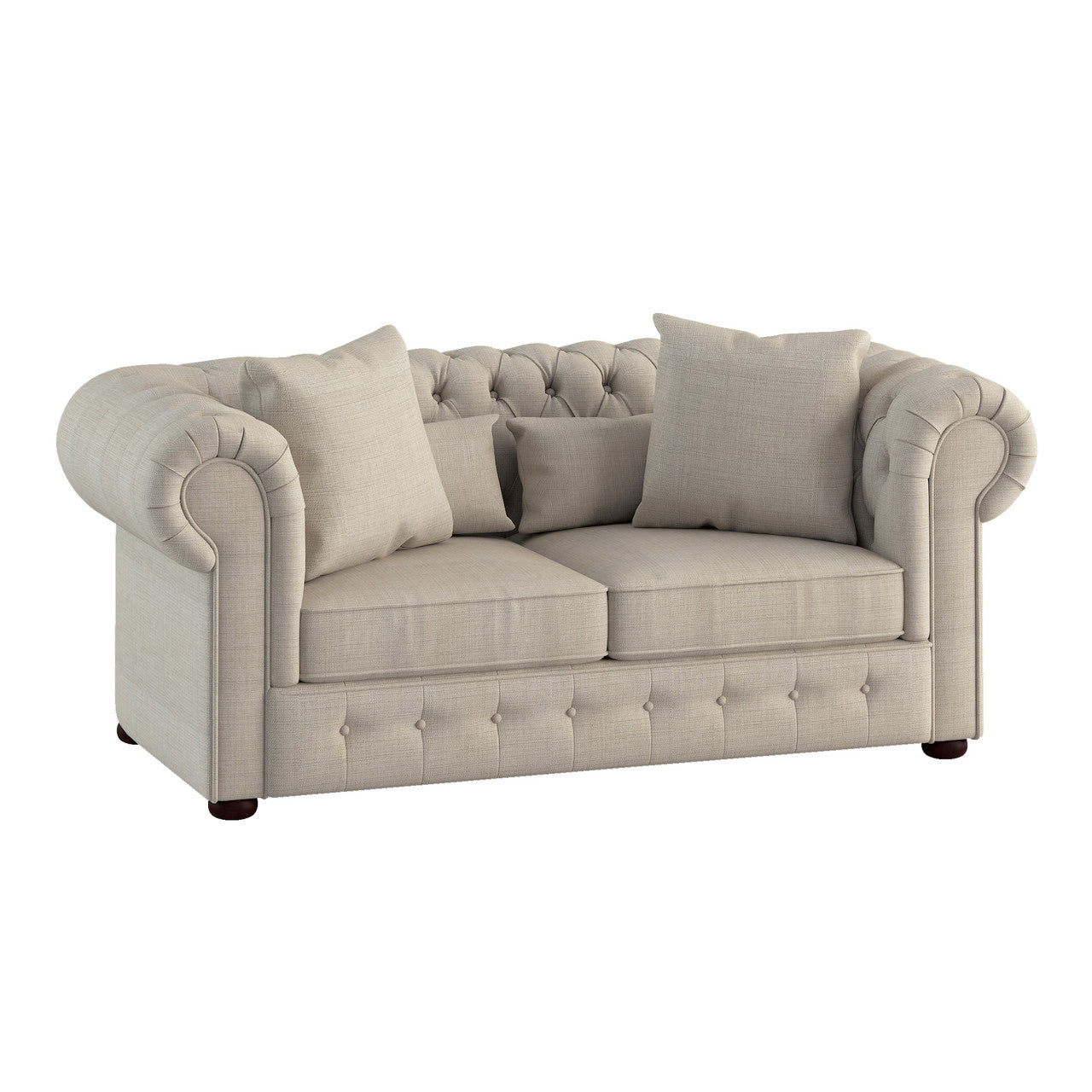 Classic Comfort Beige Button-Tufted Loveseat