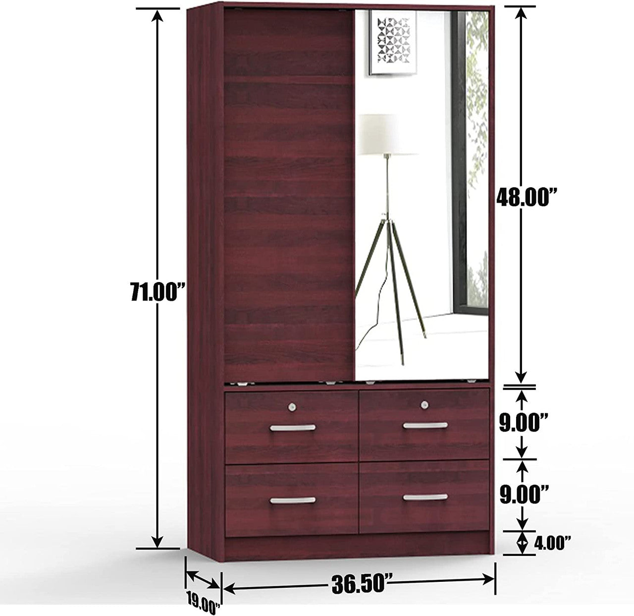 Go Green Woods Sarah Double Sliding Door Armoire with Mirror