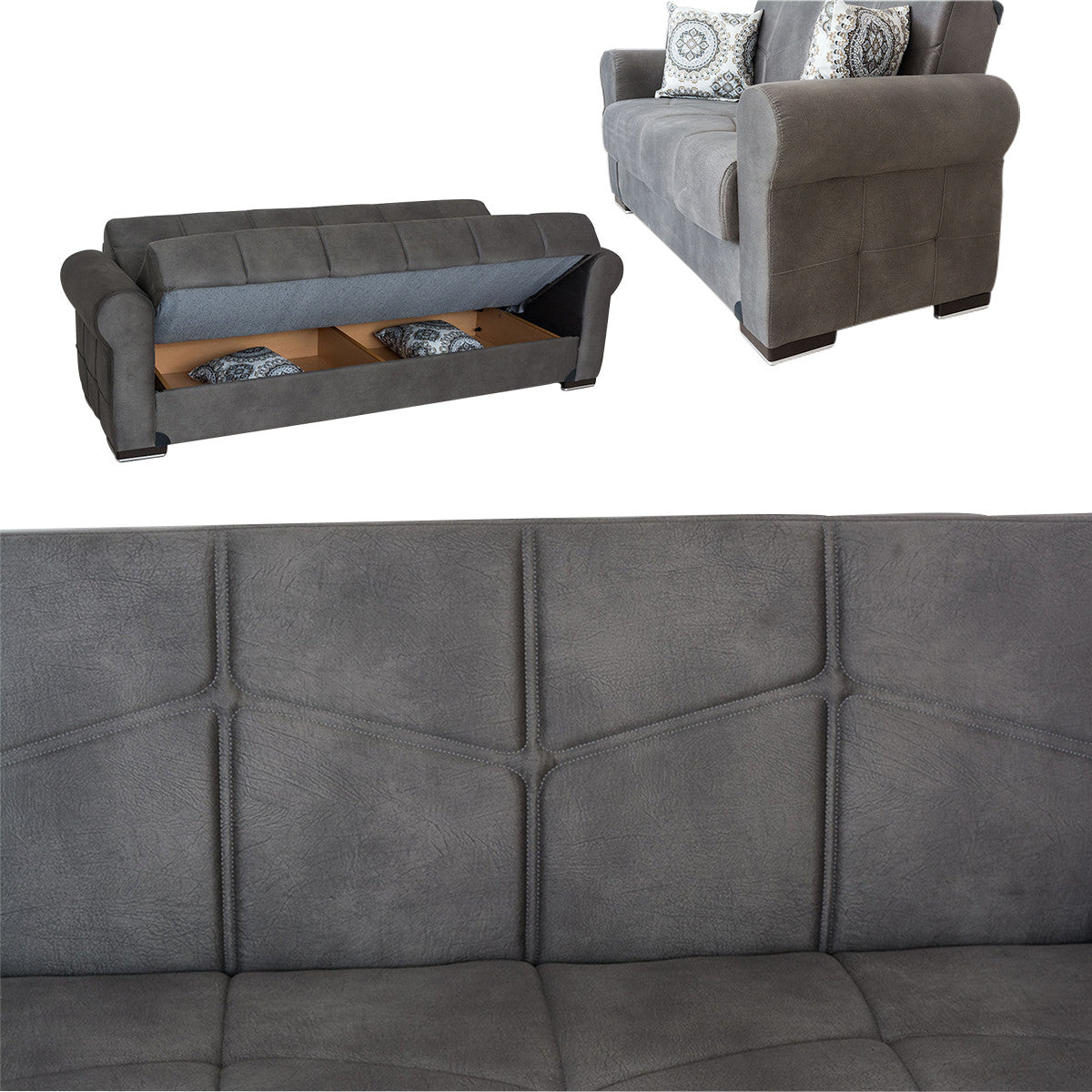 Togo Gray Tufted Back Sofa Bed