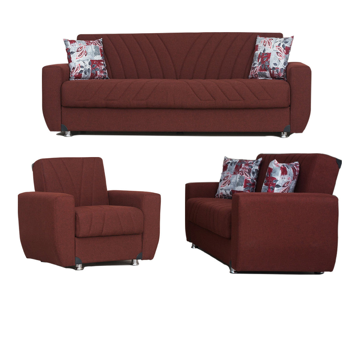 Jennifer Burgundy Fabric Sofa Bed