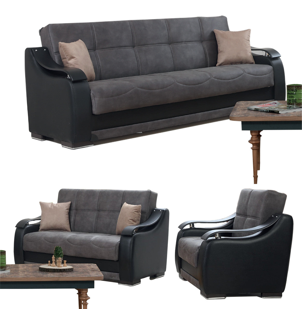 Nicole Gray Loveseat w-Storage