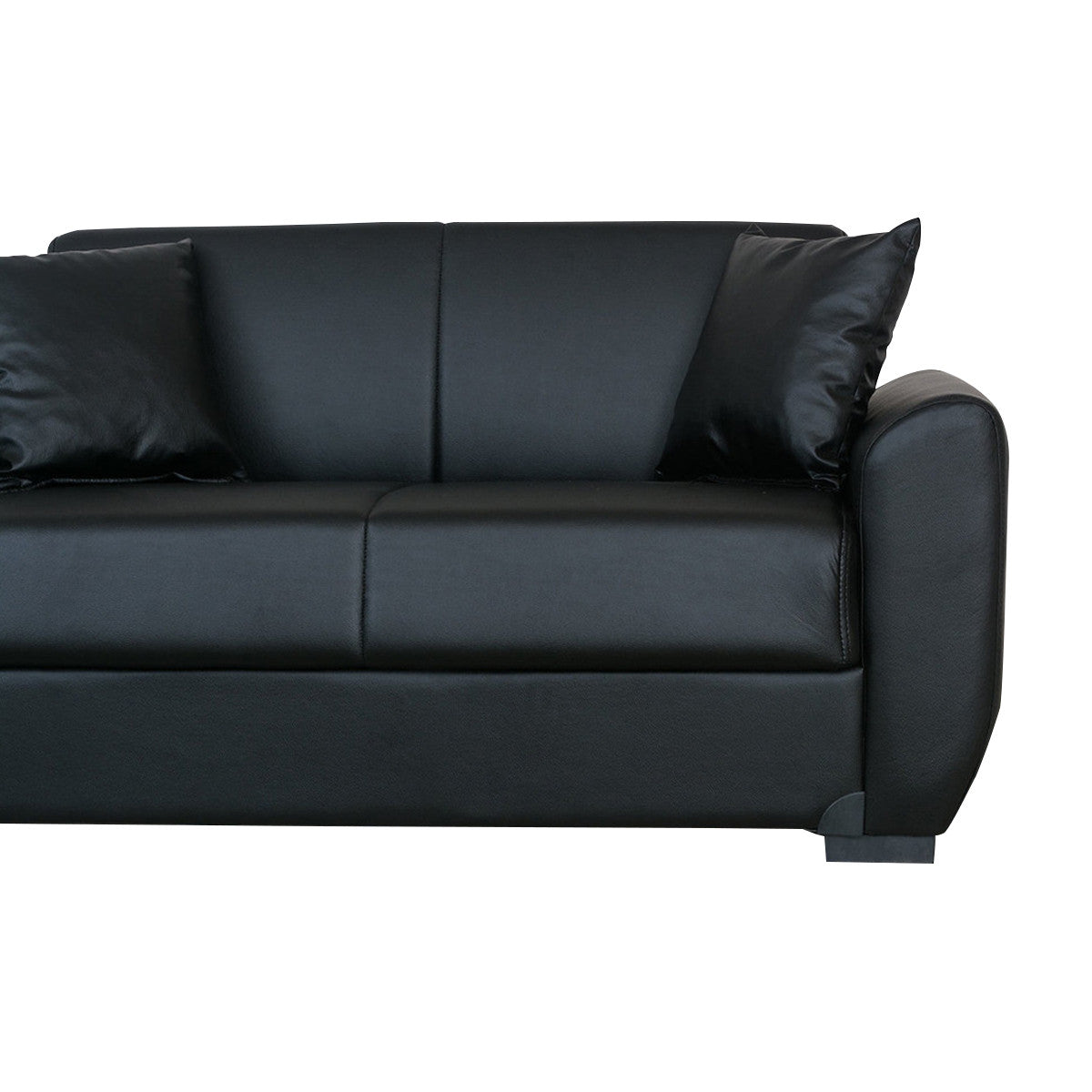 Lola Black PU Leather Loveseat