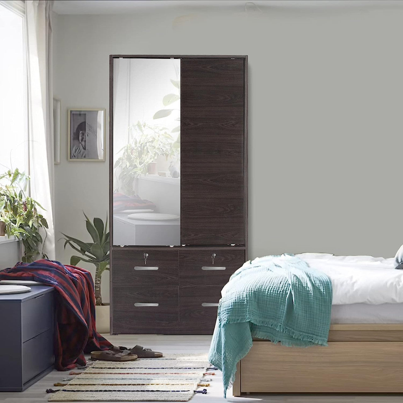 Go Green Woods Sarah Double Sliding Door Armoire with Mirror